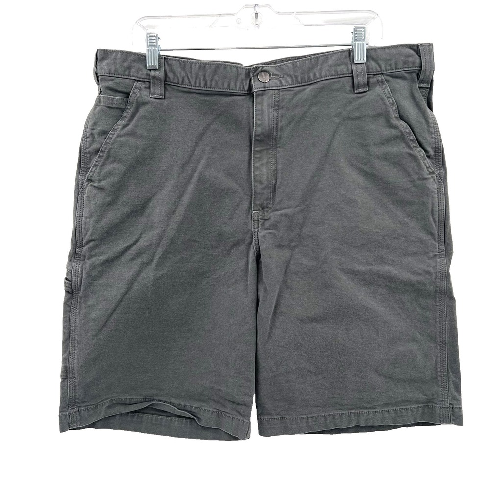 CARHARTT Men's 40 Relaxed Fit Dark Gray 10" Canvas Work Utility Shorts Stretch